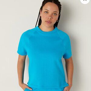 PINK FLEECE SHORT-SLEEVE CREWNECK SWEATSHIRT XS, S, XXL NWT